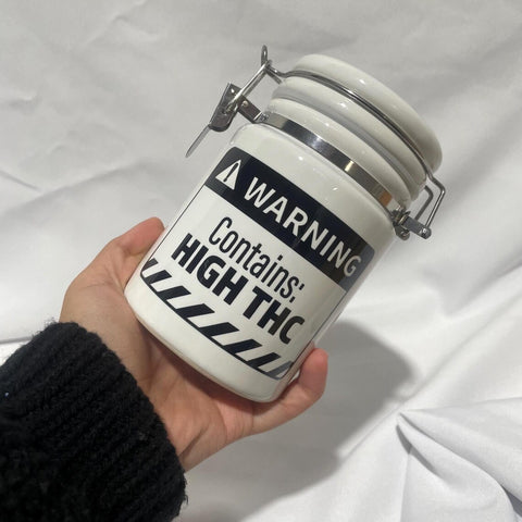 "Warning! Contains: High THC" 14 oz Stash Jar