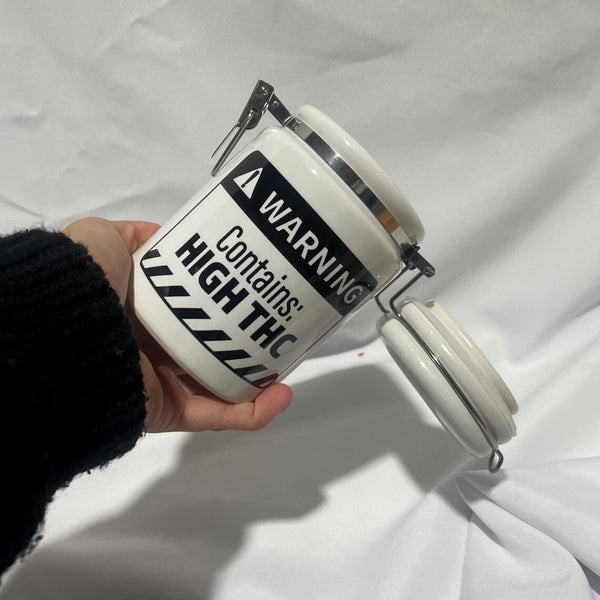 "Warning! Contains: High THC" 14 oz Stash Jar
