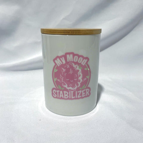 “My Mood Stabilizer” 25 oz. Ceramic Stash Jar with Bamboo Lid