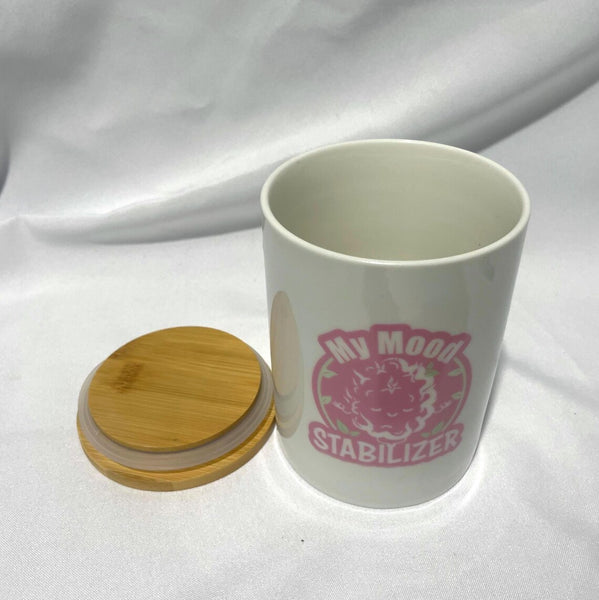 “My Mood Stabilizer” 25 oz. Ceramic Stash Jar with Bamboo Lid
