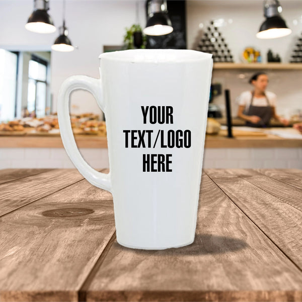 Personalized 17oz. Ceramic Latte Mug White with Handle - Add your own text, logo, image, artwork, design / Create Your Own / Custom Mug