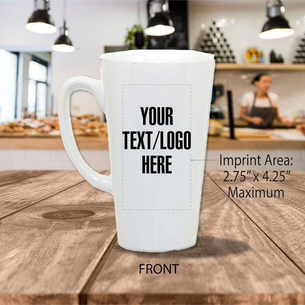 Personalized 17oz. Ceramic Latte Mug White with Handle - Add your own text, logo, image, artwork, design / Create Your Own / Custom Mug