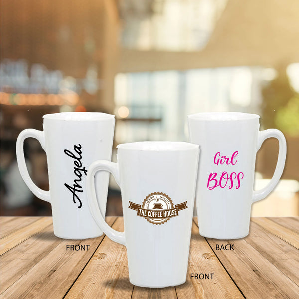 Personalized 17oz. Ceramic Latte Mug White with Handle - Add your own text, logo, image, artwork, design / Create Your Own / Custom Mug