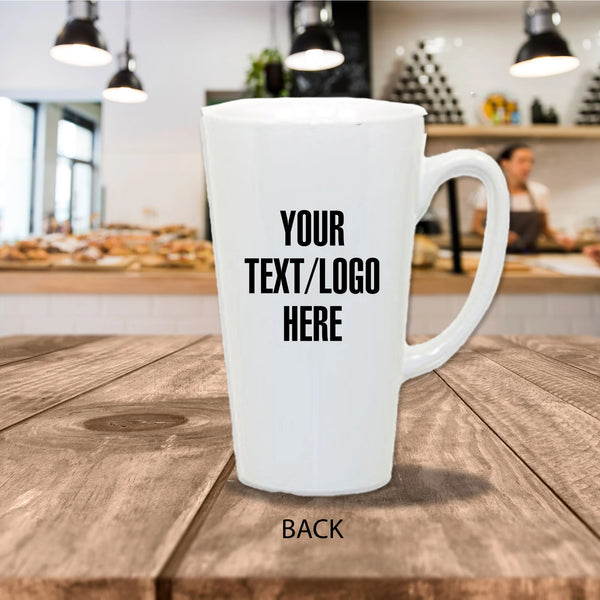 Personalized 17oz. Ceramic Latte Mug White with Handle - Add your own text, logo, image, artwork, design / Create Your Own / Custom Mug