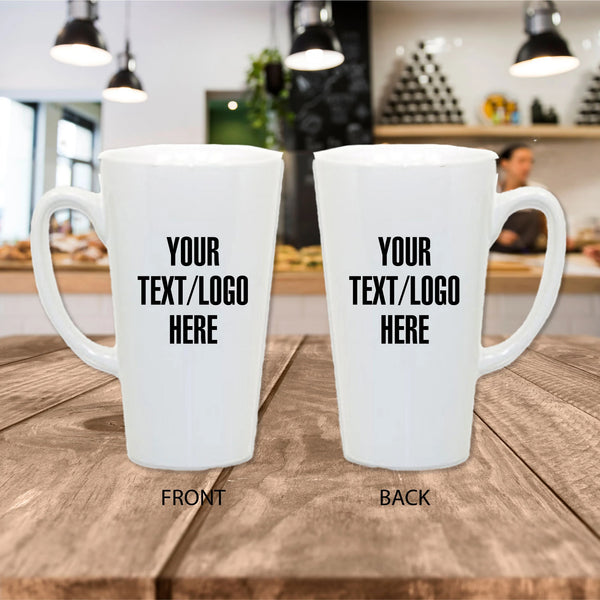 Personalized 17oz. Ceramic Latte Mug White with Handle - Add your own text, logo, image, artwork, design / Create Your Own / Custom Mug