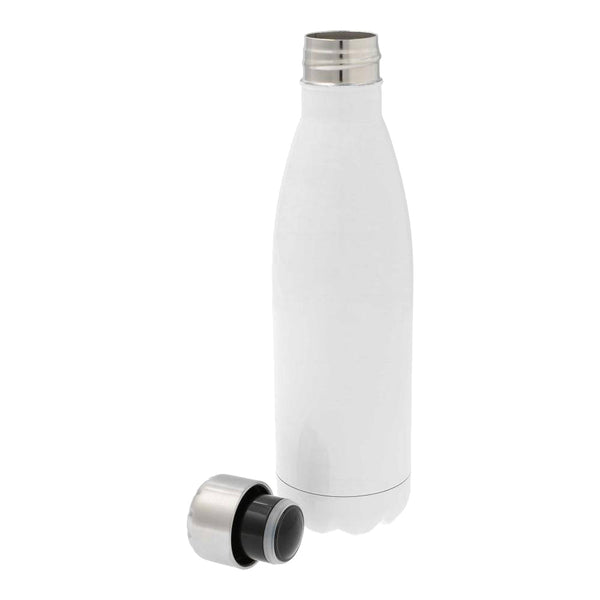 Blank Tapered Stainless Steel Water Bottle - 17oz - White w/Cap