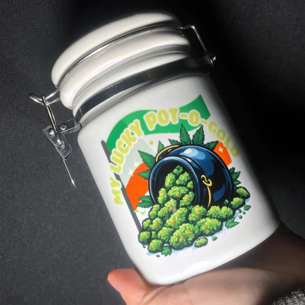"My Lucky Pot-O-Gold" 14 oz. Stash Jar + Free Sticker