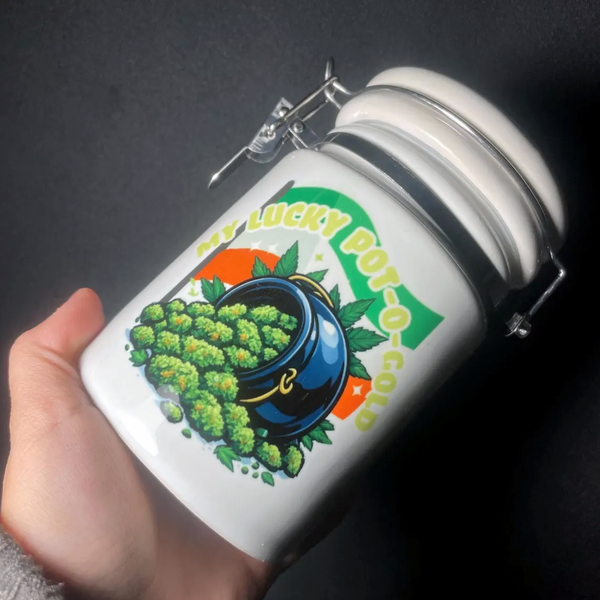 "My Lucky Pot-O-Gold" 14 oz. Stash Jar + Free Sticker