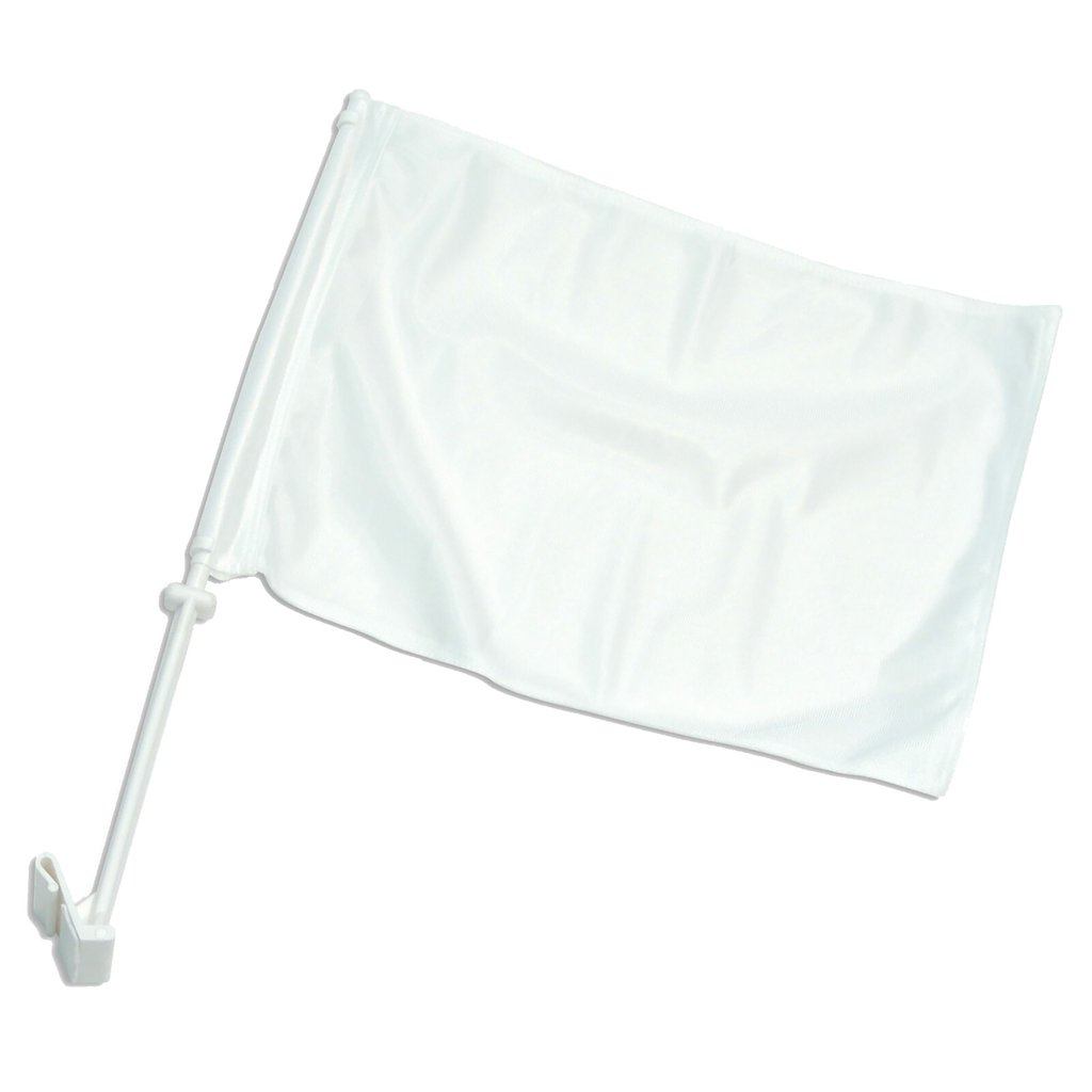 12" x 8" White Sublimatable Car Flag with Pole