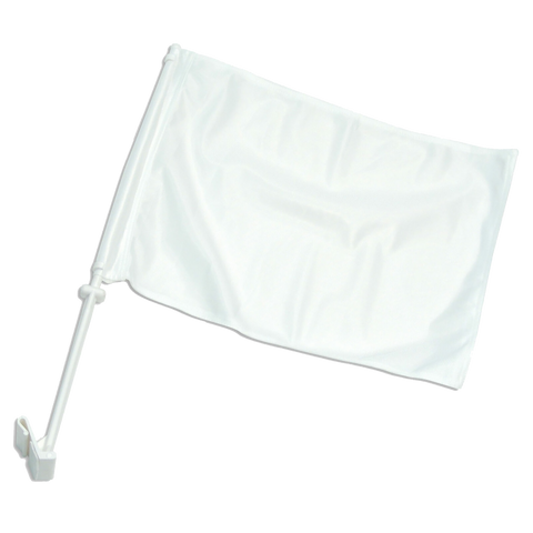 12" x 8" White Sublimatable Car Flag with Pole