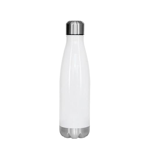 Blank Tapered Stainless Steel Water Bottle - 17oz - White w/Cap