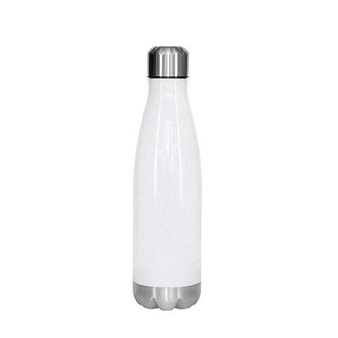 Blank Tapered Stainless Steel Water Bottle - 17oz - White w/Cap
