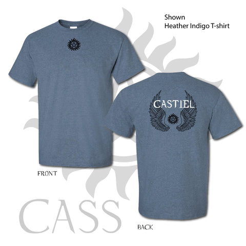 Supernatural Castiel Cass Angel of the Lord Heather T-Shirts / Anti Demon Possession Symbol / Wings / Winchester Brothers