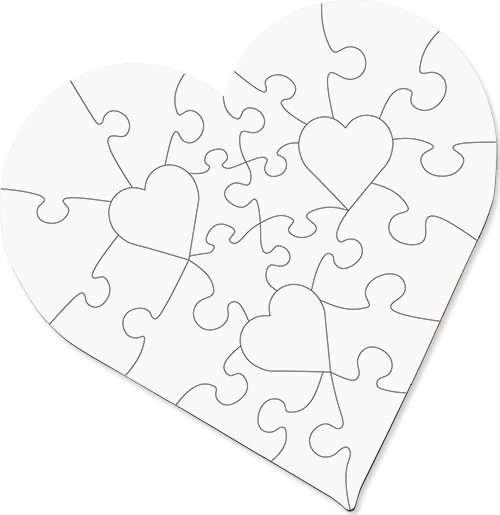 Unisub White Hardboard Heart-shaped Puzzle