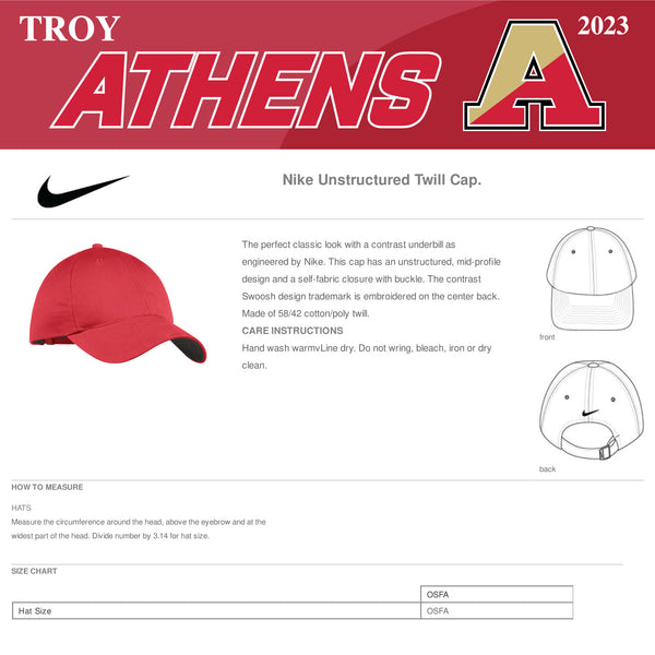 Troy Athens Soccer 2023 Nike Unstructured Twill Cap