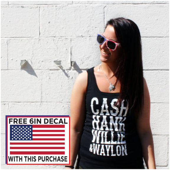 Cash Hank Willie Waylon Ladies Tank Top Country Music Southern Legends Shirt