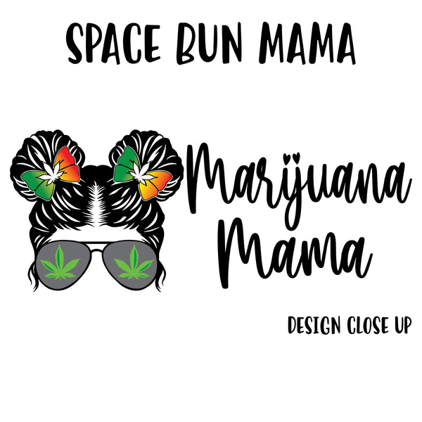 Marijuana Mama Space Bun Messy Bun Ceramic 14oz White Sublimation Weed Stash Jar