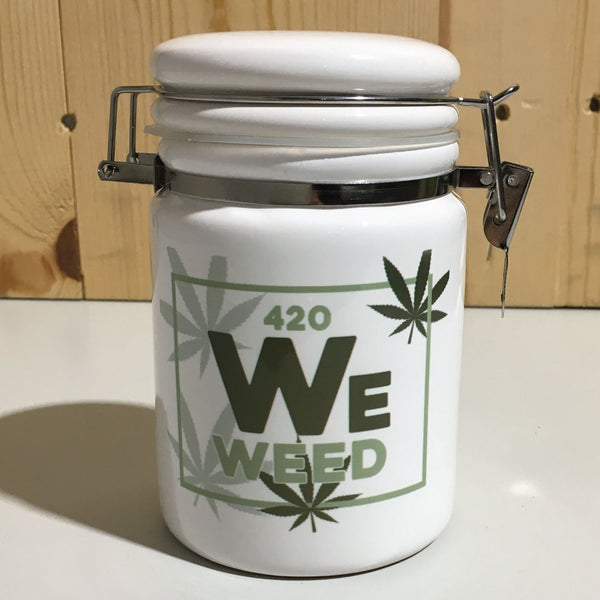 420 Weed Periodic Table Element Marijuana Ceramic 14oz White Sublimation Weed Stash Jar