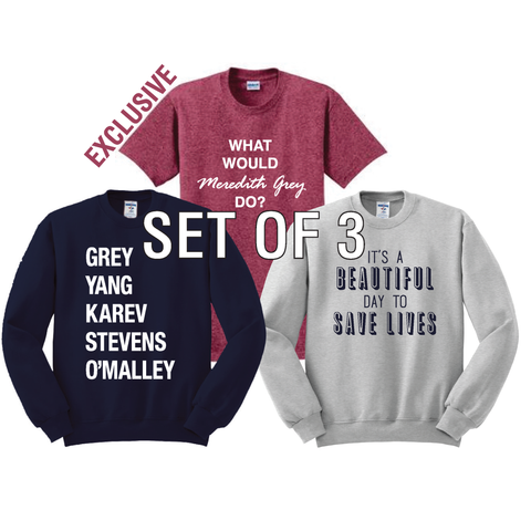 Set of Three Grey's Shirts
