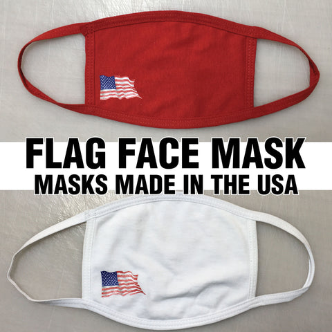 American Flag Flying Waving Red or White Face Mask Made in the USA Face Cover