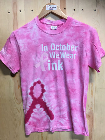 In October We Wear Pink Tie Dye Shirt / Breast Cancer Awareness Tee / Cancer Ribbon / Pink Top / Fight Like A Girl / Breast Cancer Ribbon
