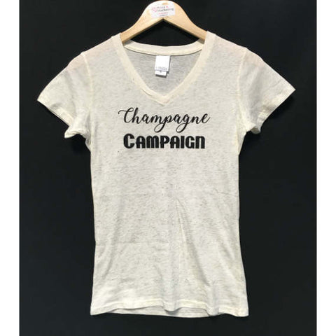 Champagne Campaign Glitter J America Women's V-neck Short Sleeve