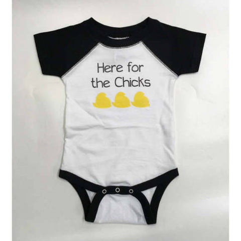 Here For The Chicks Infant Baseball Baby Bodysuit