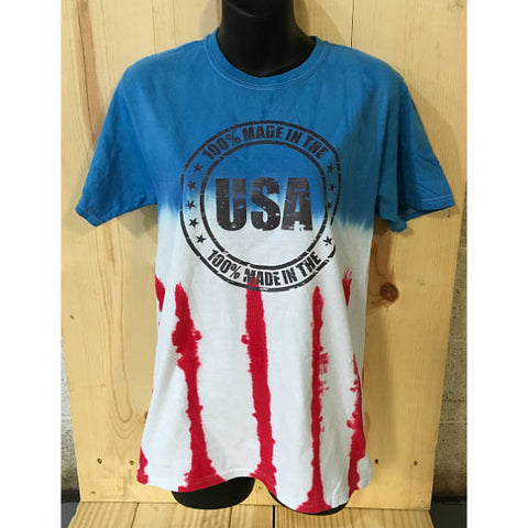 100% Made in the USA Beer Flag Tie Dye T-Shirt/ American Flag Tee/Unisex Tie Dye/ Distressed Print