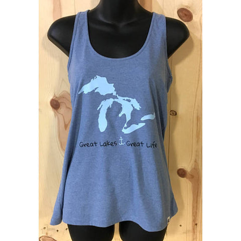 Great Lakes Great Life (Anchor) Women's Swing Tank / Summer Tank Top/ On Lake Time / Camping Tank