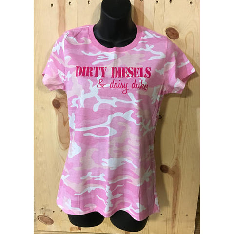 Dirty Diesels & Daisy dukes Pink Ladies Camo T Shirt / Country Top/Trucks /Country Girl Tee Shirt