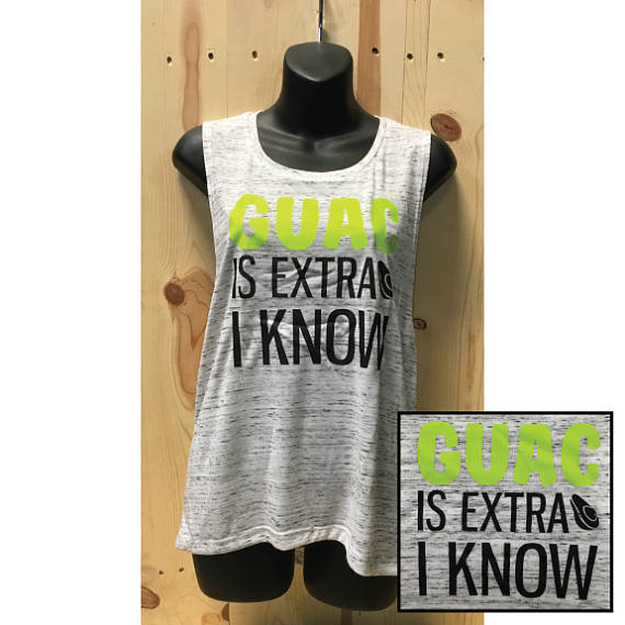 Guac Is Extra I KNOW Avocado Ladies Bella Muscle Tank