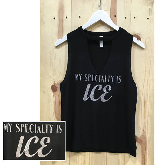 My Specialty is Ice Glitter Cut Neck Bella Canvas Ladies Top