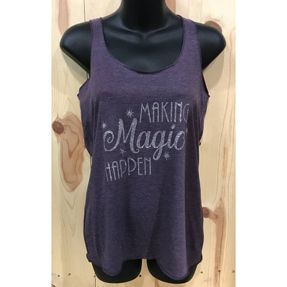 Making Magic Happen Glitter Womens Triblend Racerback Tank