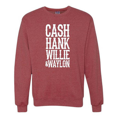 Cash Hank Willie Waylon Unisex Crew Neck Country Music Southern Legends Shirt