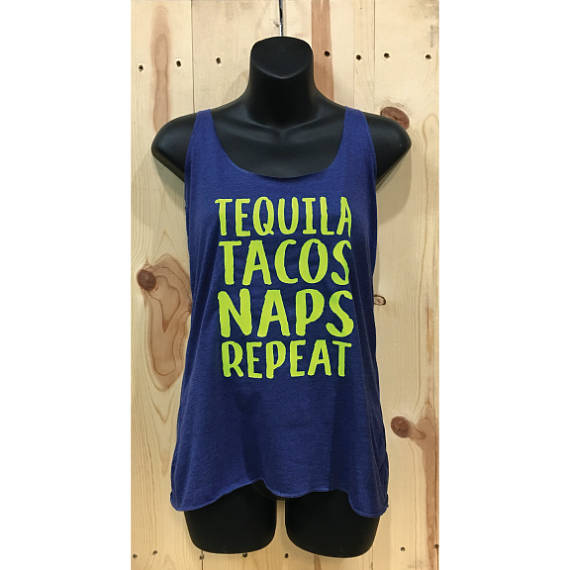 Tequila Tacos Naps Repeat Bella Canvas Women's Racerback Tank