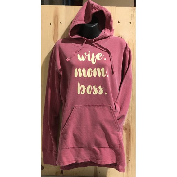 Wife. Mom. Boss. Comfort Colors French Terry Scuba Hooded Sweatshirt