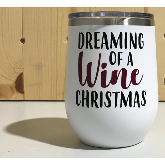 Dreaming of a Wine Christmas 12oz. Vacuum Insulated Stemless Wine Tumbler