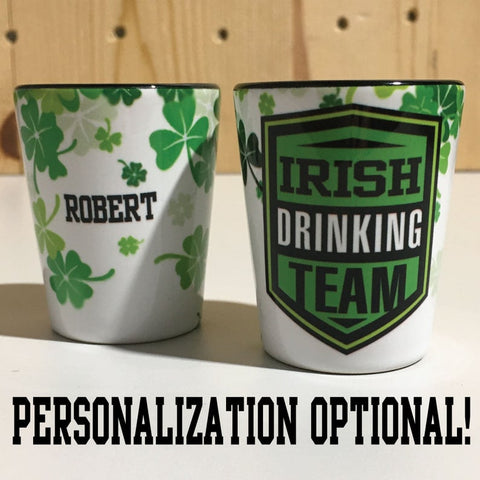 Irish Drinking Team St. Patricks Day Sublimation Ceramic 2oz Shot Glass Black Inside St. Patty's Day Drinking Glass Barware