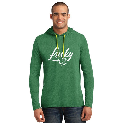 Lucky Shamrock St. Patrick's Day Unisex Lightweight Hooded Long Sleeve T-Shirt