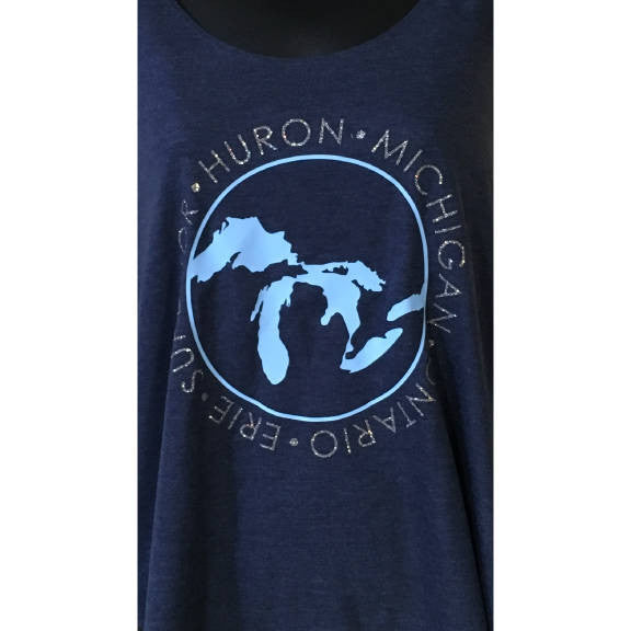 Great Lakes - Michigan, Erie, Superior, Huron, Ontario Women's Flowy Side Slit Tank Top/ Upper Peninsula/ Camping Tank/ Michigan Love